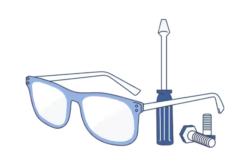 ノーズパッド・丁番ネジの交換